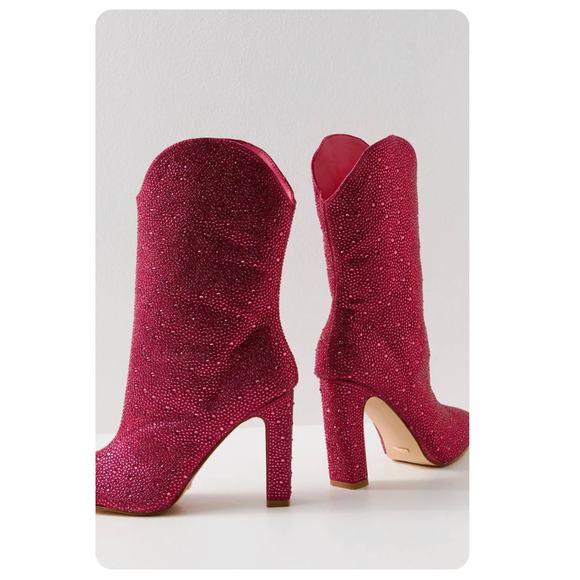 Free People X Billini Disco Rodeo Embellished Boots Pink Rhinestone Size US 8 - Picture 2 of 11